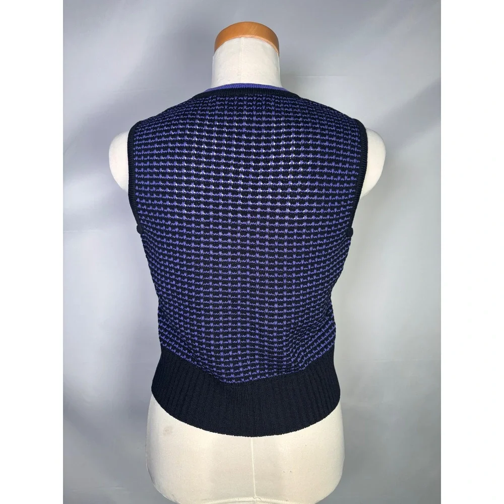 St. John Sport Marie Gray Vtg Purple Black Sweater Vest Sleeveless Top Petite P